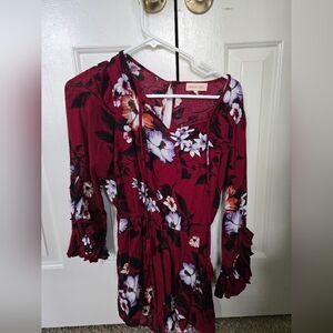 Urban Girl Burgundy Floral Romper size Small